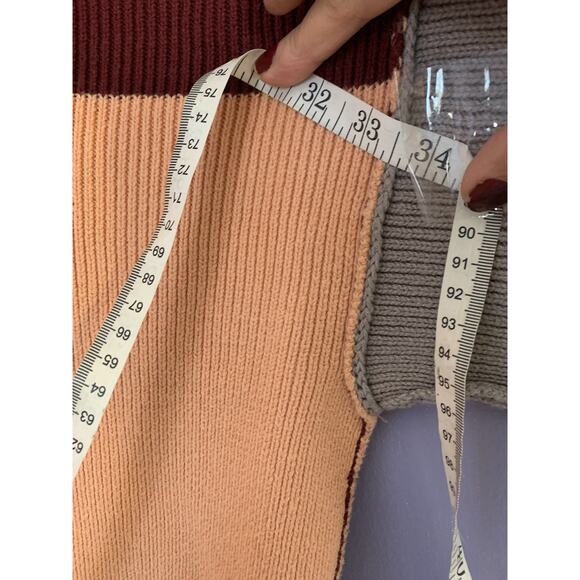 Oversize md Free People Red and Orange Colorblock Pullover Sweater - Picture 12 of 12